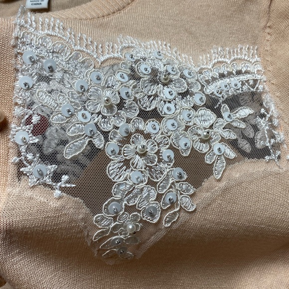 Designer Belle Badgley Mischka XS silk/cotton fine blend sweater. NEW - Picture 3 of 10